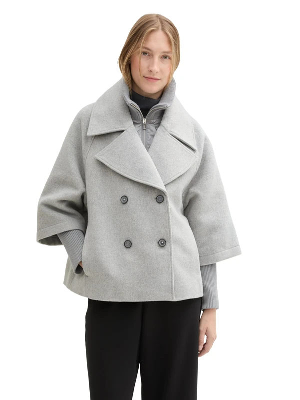 TOM TAILOR Women's 1043723 Jacket, 21373-Medium Silver Grey Melange, XL