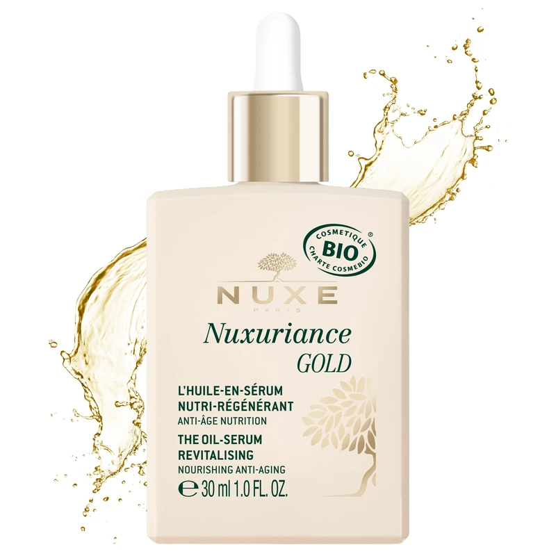 Nuxe Nuxuriance Gold The Revitalising Oil-Serum 30ml, Fortifying Face Serum, Nourishes & Enhances Radiance with Organic Rice Oleo-Extract, Soothing Neroli Scent, Certified Organic Formula - Image 1
