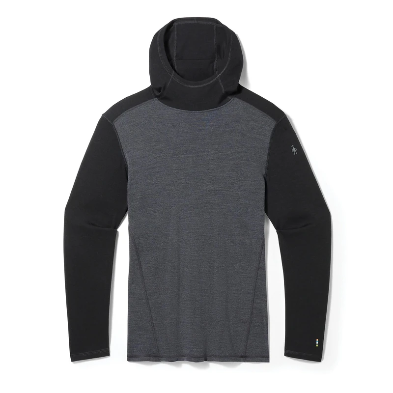 Smartwool Men's Classic Thermal Merino Base Layer Hoodie, BLACK-CHARCOAL HEATHER, Medium