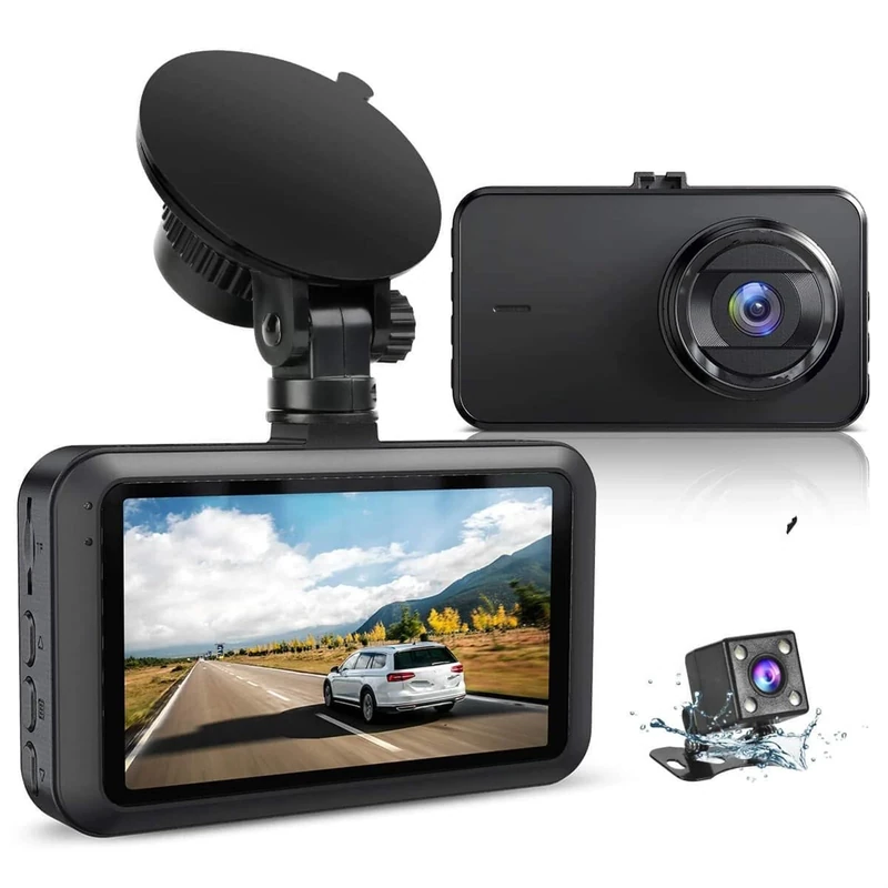 Dash Camera Dash Cam Front And Rear With SD Card FHD 1080P 3”IPS Screen Dual Camera Dash Cams DVR Car Driving Recorder 170°Wide Angle HDR Dash Cam