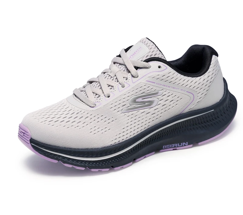 Skechers Women's Go Run Consistent 2.0 Mile Sneaker, Light Gray/Black, 5 UK