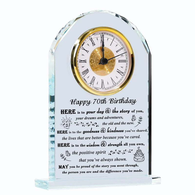 Movdyka 70th Birthday Gifts for Women Men - Crystal Clock Gifts Personalized 1954 70 Year Old Birthday Present for Her Him - Happy 70th Birthday Gifts Ideas for Mom Dad Unique