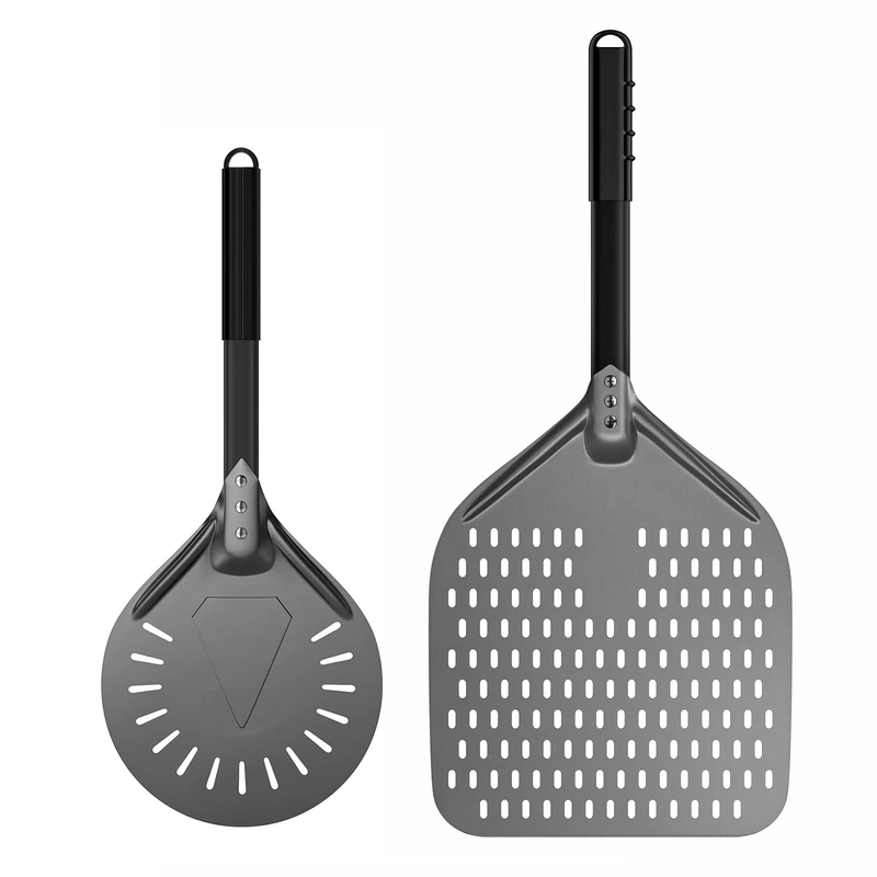 G.a HOMEFAVOR 12 Inch Perforated Pizza Peel – Professional 8 inch Pizza Turning Peel with Hard Anodized Aluminum, Perforated Pizza Paddle with Non-Slip Heat Resistant Handle