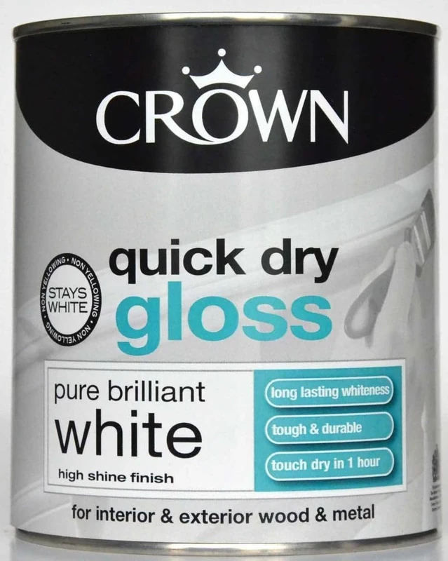 Crown Quick Dry Gloss Pure Brilliant White 750ml Wood & Metal, Internal & External