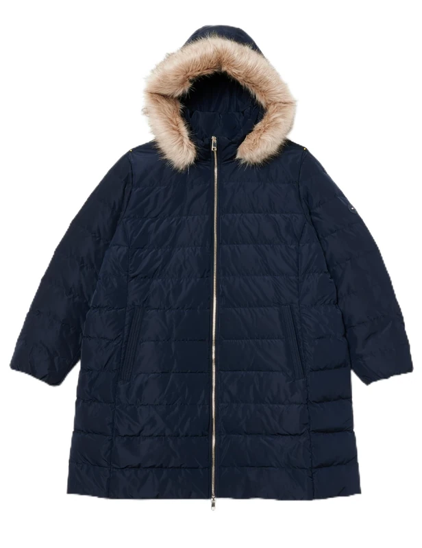 Tommy Hilfiger Women's Tyra Heritage Down Coat with Faux Fur, Blue (Desert Sky), 22