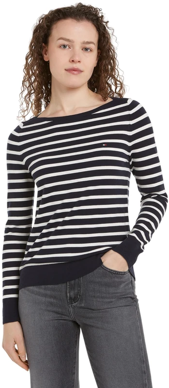 Tommy Hilfiger Women's Knitted Jumper, Multicolor (Breton STP/Desert Sky/Ivory Petal), XXS