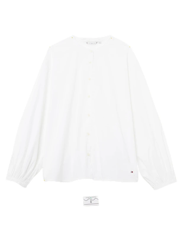 Tommy Hilfiger Women’s V-Neck Balloon Blouse, White (Th Optic White), 26