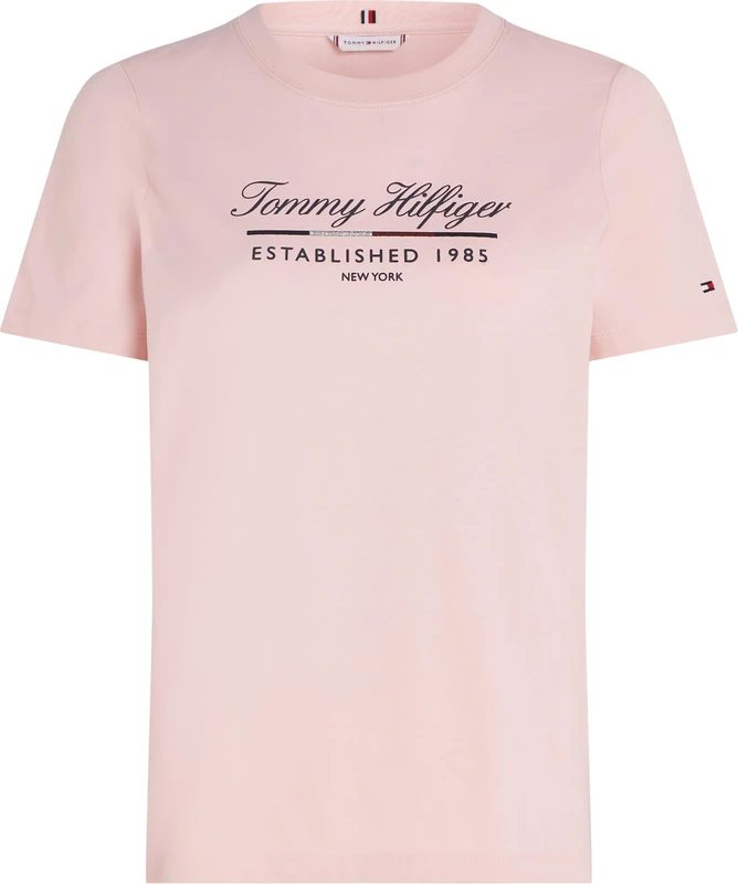 Tommy Hilfiger Women’s Short Sleeve Graphic Cotton T-Shirt, Pink (Delicate Pink), XL