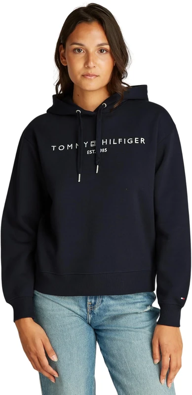 Tommy Hilfiger Women’s Logo Hoodie, Blue (Desert Sky), XS