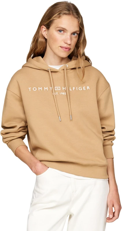 Tommy Hilfiger Women’s Logo Hoodie, Green (Classic Khaki), XXS