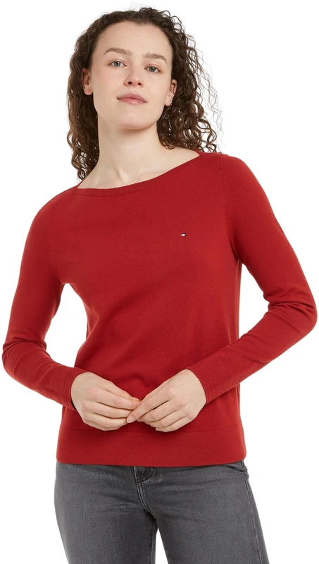 Tommy Hilfiger Women's Knitted Jumper, Red (Dark Magma), XXS