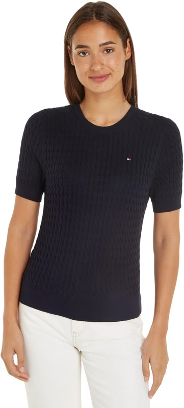 Tommy Hilfiger Women’s Short Sleeve Jumper, Blue (Desert Sky), S