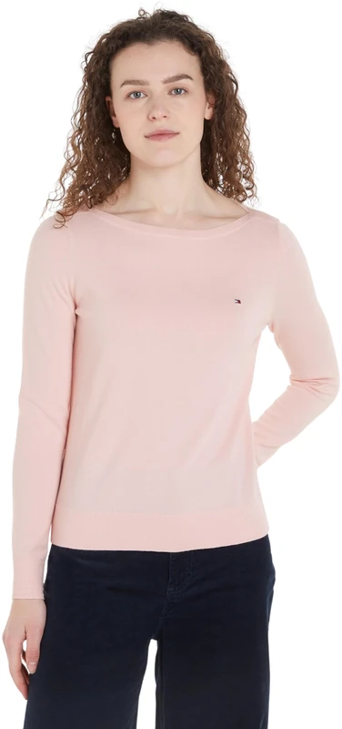 Tommy Hilfiger Women's Knitted Jumper, Pink (Delicate Pink), XL