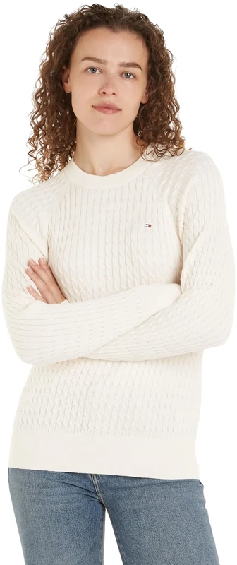 Tommy Hilfiger Women’s Cable Knit Jumper, Off-White (Ivory Petal), XXL