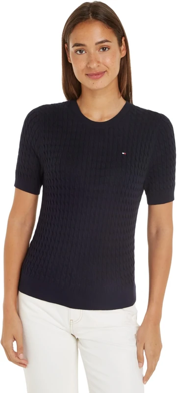 Tommy Hilfiger Women’s Short Sleeve Jumper, Blue (Desert Sky), M