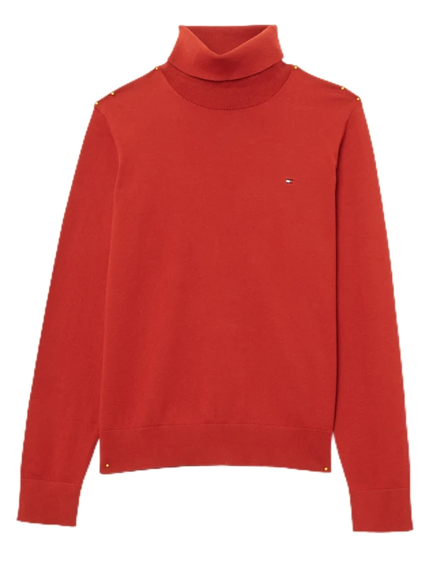 Tommy Hilfiger Women’s Polo Neck Jumper, Red (Dark Magma), XL