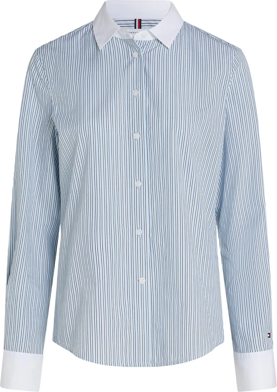 Tommy Hilfiger Women’s Cotton Stripe Regular Shirt, Blue (Ivy STP/Vessel Blue), 10