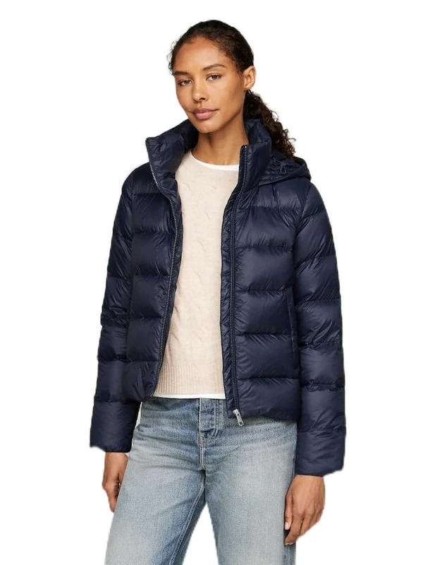 Tommy Hilfiger Women's Down Casual Jacket with Hood, Blue (Desert Sky), XXS
