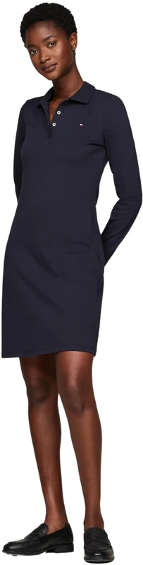 Tommy Hilfiger Women’s Slim Fit 1985 Pique Polo Dress, Blue (Desert Sky), L