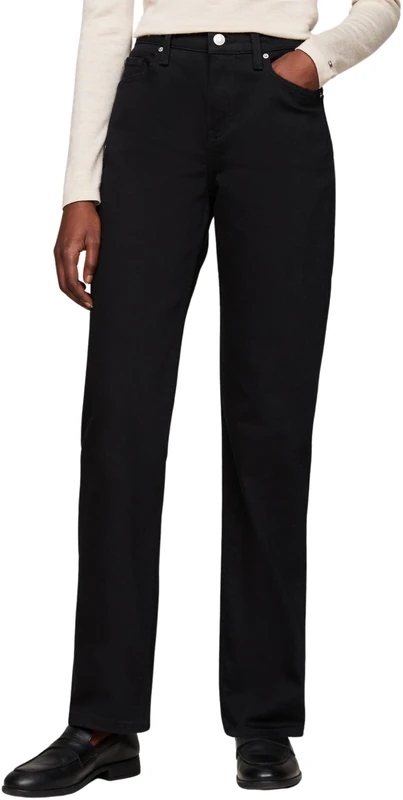 Tommy Hilfiger Women’s Classic Stay Straight Fit Jeans, Black (Stay Black), 27W/28L