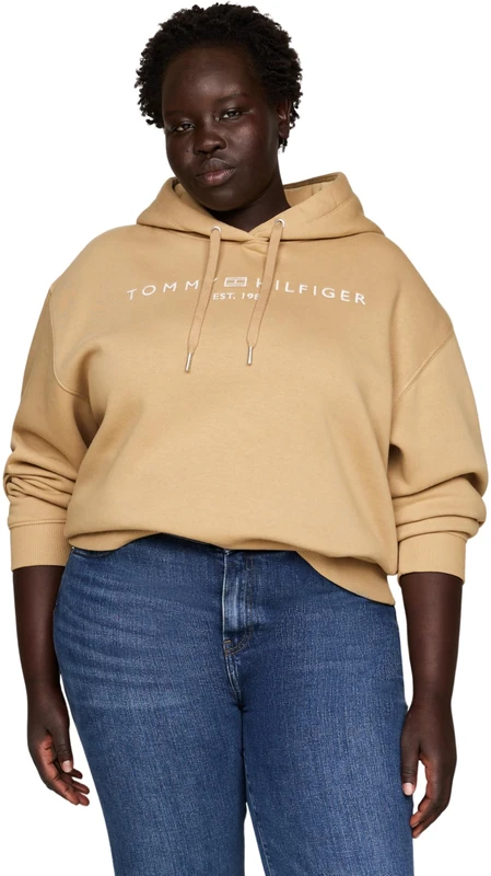 Tommy Hilfiger Women’s Regular Fit Logo Hoodie, Green (Classic Khaki), 24