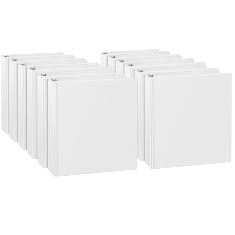 CIXILDTS 1-inch Binder, 3 Ring Binder Fit US Letter Size Paper, 1" Slant Durable View Binder with 2 Pocekts, 12-Pack,White