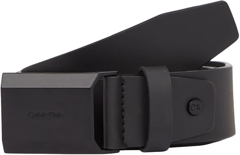 Calvin Klein Men’s Beveled Plaque Belt, Black (Ck Black Smooth), 45,3 inches
