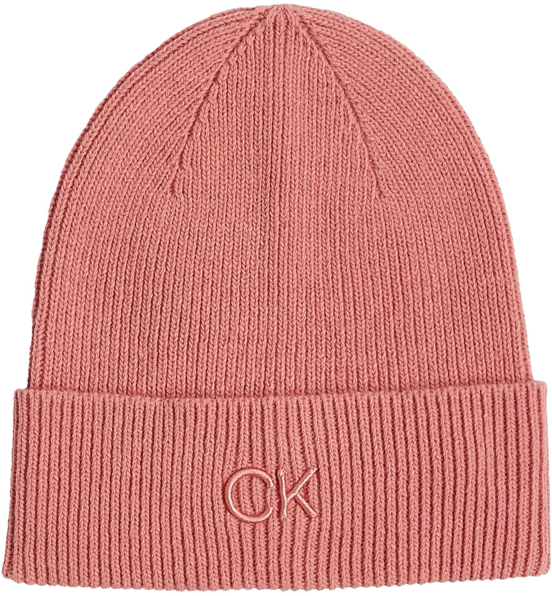 Calvin Klein Women's Warm Embroidery Fine Rib Knitted Beanie, Pink (Dusty Rose), One Size