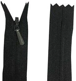 Invisible Zip Concealed Zipper Tape Closed End Premium Quality Zipper for Dresses, Skirts, Pillows or Sewing Craft 7" 8" 9" 12" Assorted Colors (Black 7 Inch)