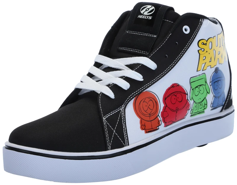 Heelys Men's Racer Mid Wheeled Heel Shoe, Black/White/Yellow, 11 UK
