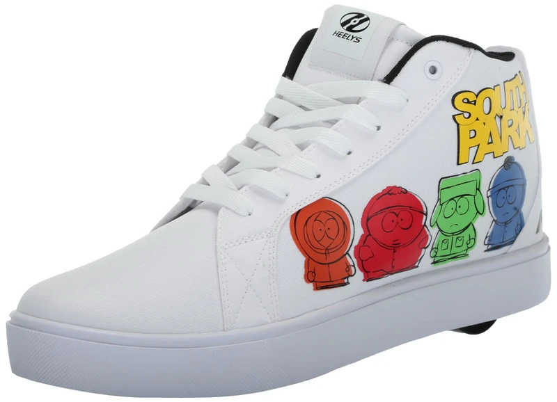 Heelys Men's Racer Mid Wheeled Heel Shoe, White/Black/Yellow, 6 UK