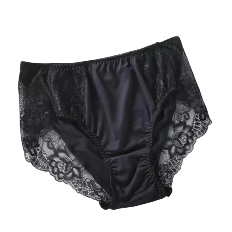 CBLdF Underwear Women Women'S Briefs Soft Lace Elastic Lingeries Plus Size 7Xl Female Underwears Lady Panties-Black-M-1Pc