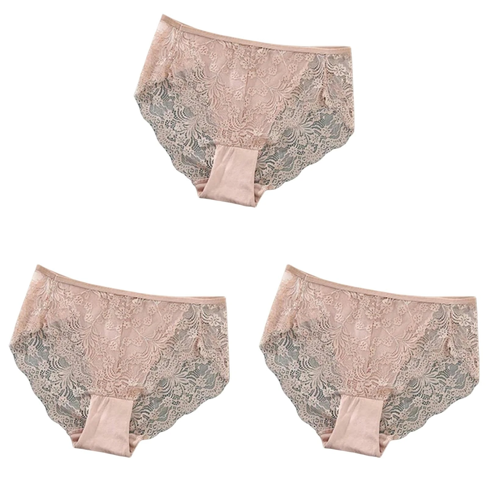 CBLdF Underwear Women 3Pcs S-4Xl Plus Size Lace Lingerie Panties High-Waist Women Underwear Briefs-S30-3Fense-S 40-55Kg-3Pcs