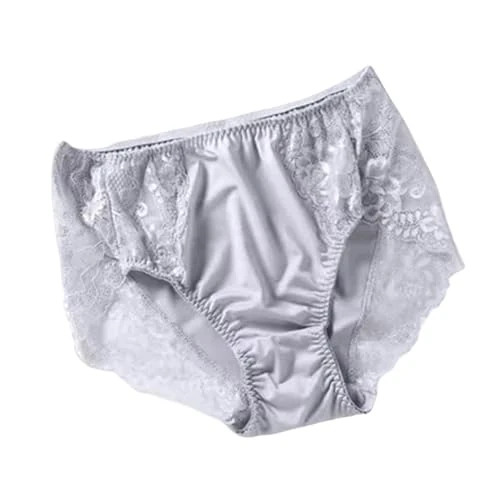 CBLdF Underwear Women Women'S Briefs Soft Lace Elastic Lingeries Plus Size 7Xl Female Underwears Lady Panties-Gray-M-1Pc