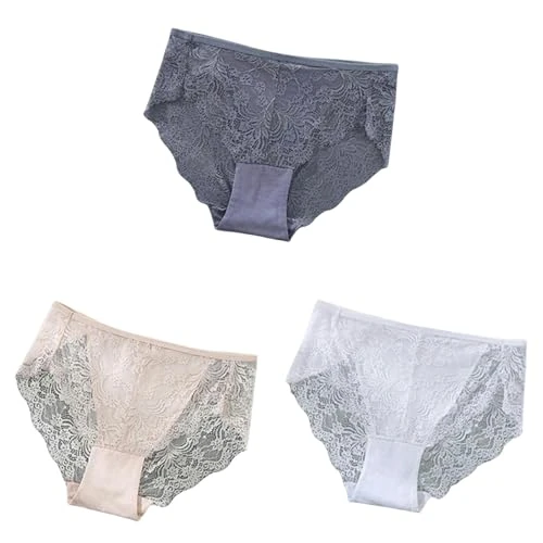 CBLdF Underwear Women 3Pcs S-4Xl Plus Size Lace Lingerie Panties High-Waist Women Underwear Briefs-S30-3-S 40-55Kg-3Pcs