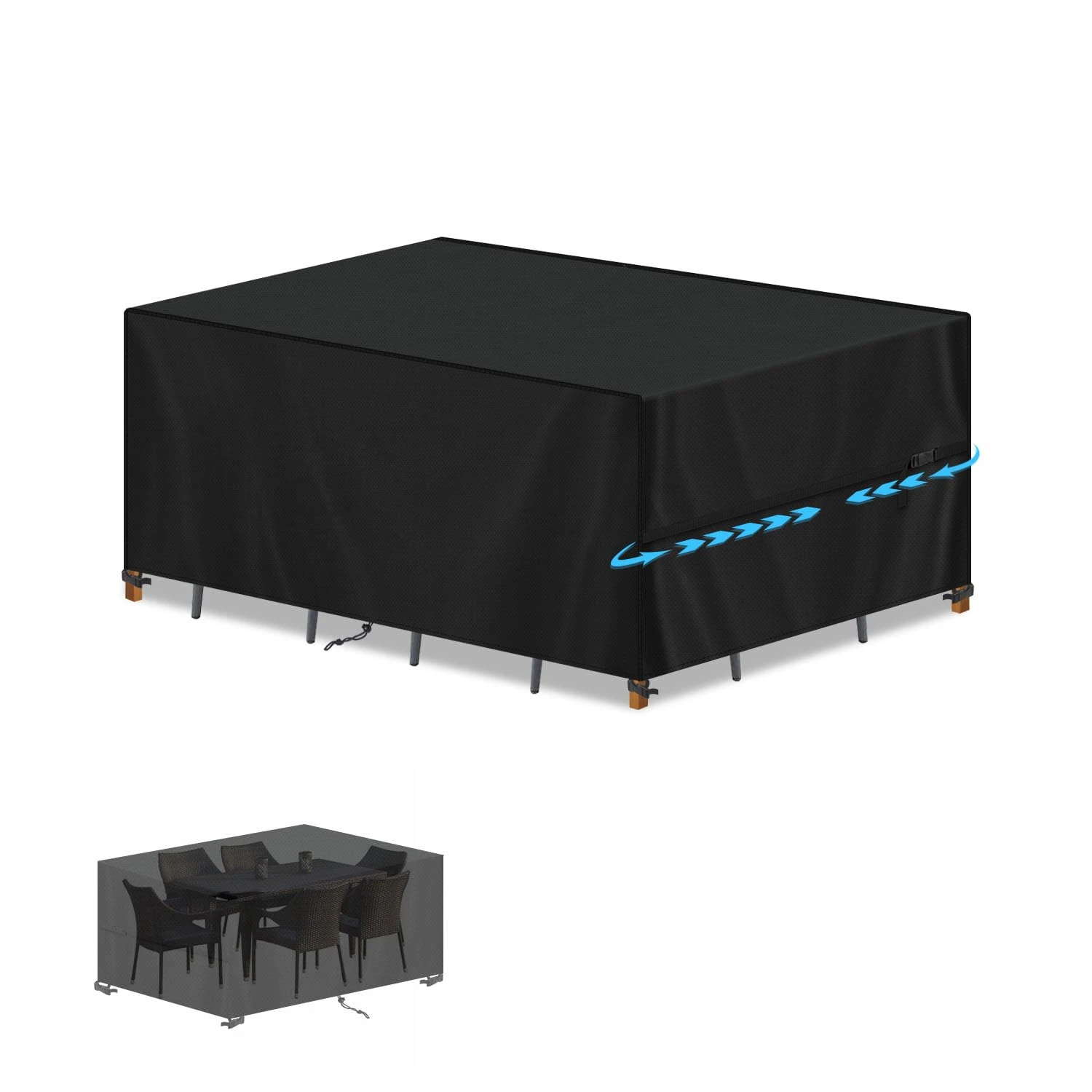 SIMPHAUS Outdoor Furniture Covers Waterproof,Patio Set Covers for Garden Table and Chairs Set,Outdoor Dining Table Cover with Drawstring,Windproof,Anti UV,420D Oxford Fabric 140x80x75cm