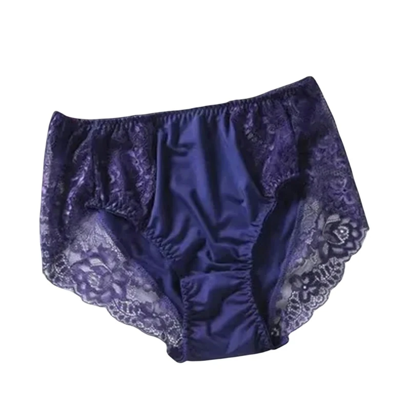 CBLdF Underwear Women Women'S Briefs Soft Lace Elastic Lingeries Plus Size 7Xl Female Underwears Lady Panties-Blue-M-1Pc