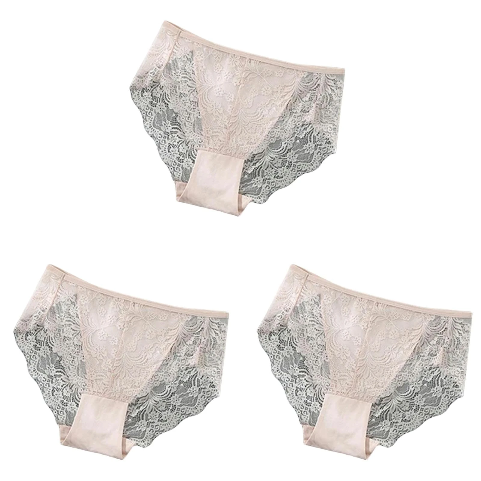 CBLdF Underwear Women 3Pcs S-4Xl Plus Size Lace Lingerie Panties High-Waist Women Underwear Briefs-S30-3Fuse-S 40-55Kg-3Pcs