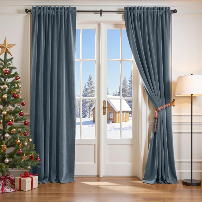 Lazzzy Velvet Curtains Blue Room Blackout Drapes for Bedroom Living Window Treatments Luxury Rod Pocket 84 Inches Long 2 Panels, Aegean Blue, W62 x L84
