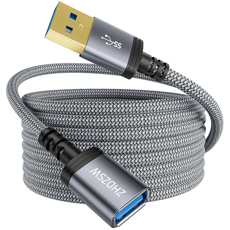 Kiuet USB3.0 Extension Cable 3M, 5Gbps Type A Male to Female Extension Cable Braided Compatible with USB Keyboards, Mice, Xbox, Flash Drives, Hard Drives, Printers etc