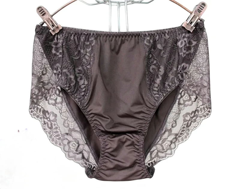CBLdF Underwear Women Women'S Briefs Soft Lace Elastic Lingeries Plus Size 7Xl Female Underwears Lady Panties-Brown-M-1Pc