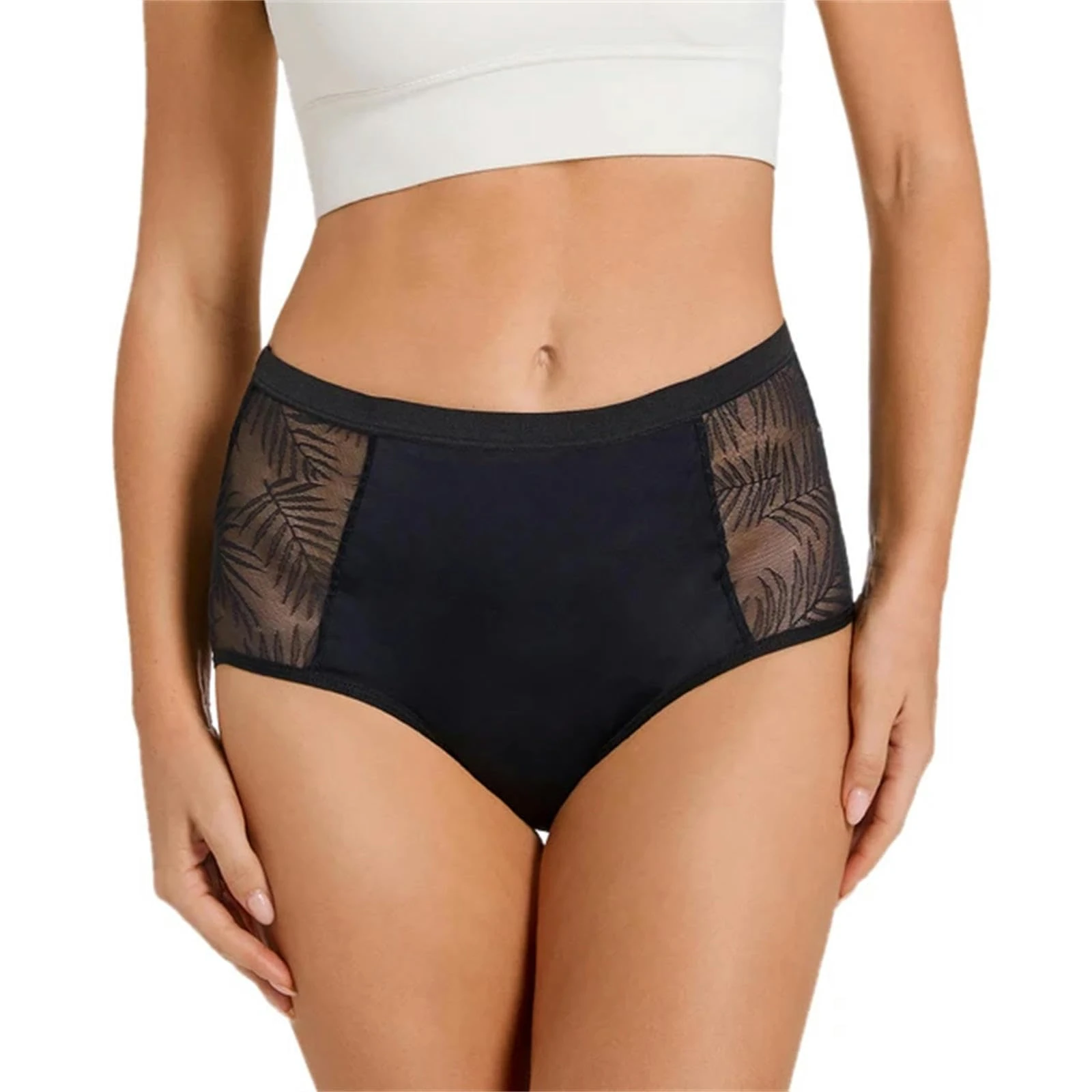 CBLdF Underwear Women Briefs Lace Mesh Briefs High Waist Briefs Women'S Large Size Comfortable Briefs-Black-Xxl-1Pc