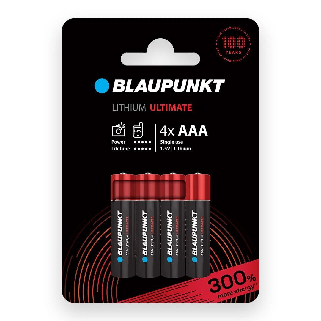 BLAUPUNKT Premium AAA lithium batteries, pack of 4, best for digital cameras, IoT devices, FR03BUL/4CP