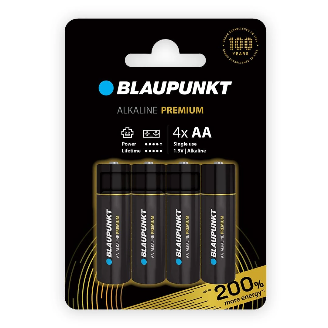BLAUPUNKT Premium AA alkaline batteries, pack of 4, best for game controllers, toys, LR6BPR/4CP