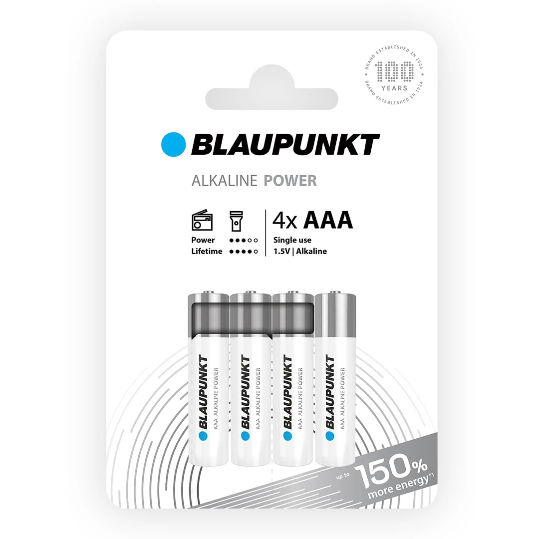 BLAUPUNKT AAA alkaline batteries, pack of 4, best for wall clocks, TV remote controls, LR03BPO/4CP