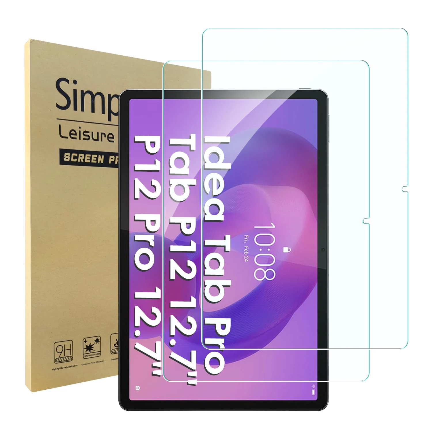 Simpeak 2 Pack Screen Protector Compatible with Lenovo Idea Tab Pro 2025 / Lenovo Tab P12 12.7", Tempered Glass Compatible with Lenovo Idea Tab Pro/Lenovo Tab P12 [9H Hardness]