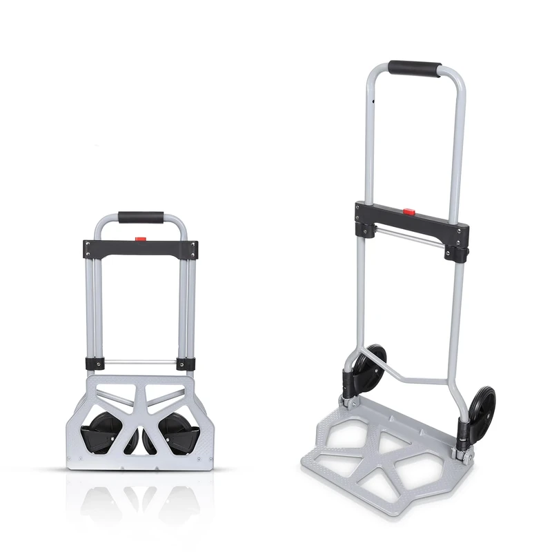 Nictemaw Folding Aluminium Sack Truck for Industrial and Household with Telescopic Handle 97 cm Maximum Load 100 kg Silver