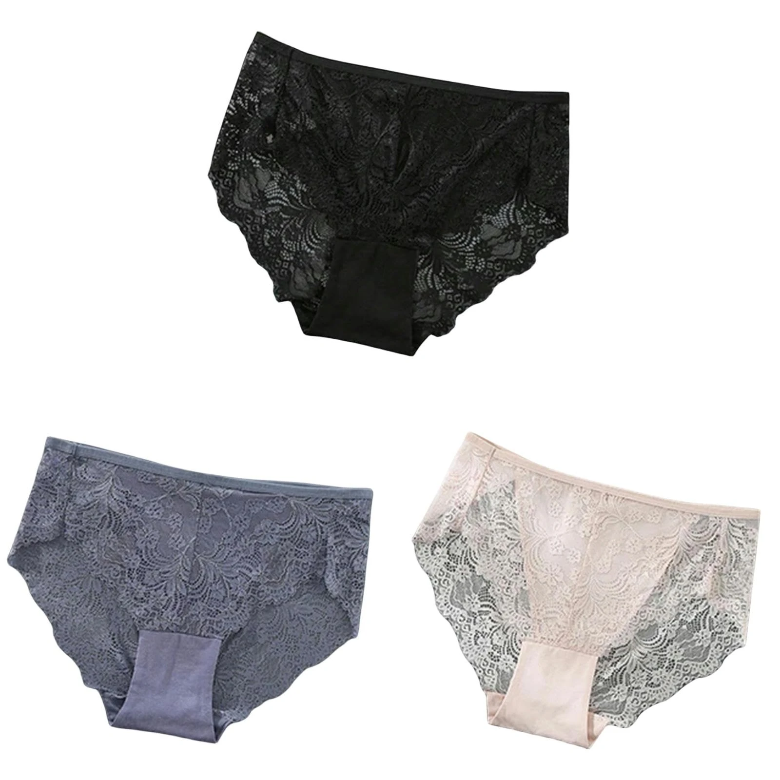 CBLdF Underwear Women 3Pcs S-4Xl Plus Size Lace Lingerie Panties High-Waist Women Underwear Briefs-S30-2-S 40-55Kg-3Pcs