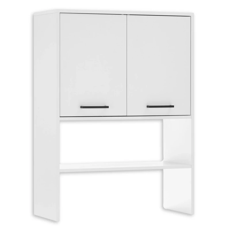 Stella Trading NERJA Washing Machine Cabinet Attachment, White Top Cabinet for Additional Storage Space in the Bathroom & Laundry Room, Wood Composite, 75 x 103 x 32 cm