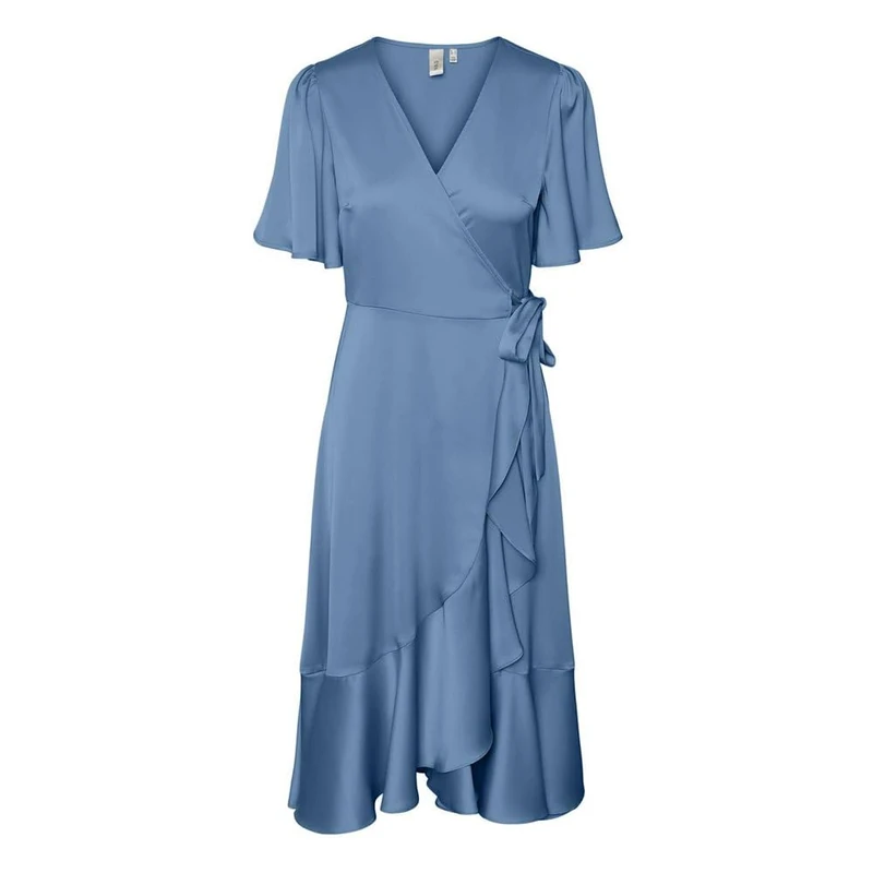 Y.A.S Yasthea 2/4 Midi Wrap Dress S. Noos, Ashleigh Blue, M
